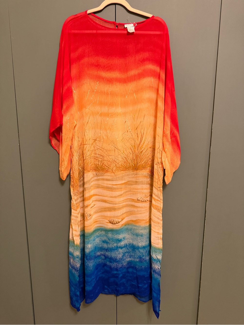 Vintage 80s Gottex hand painted caftan dress size S